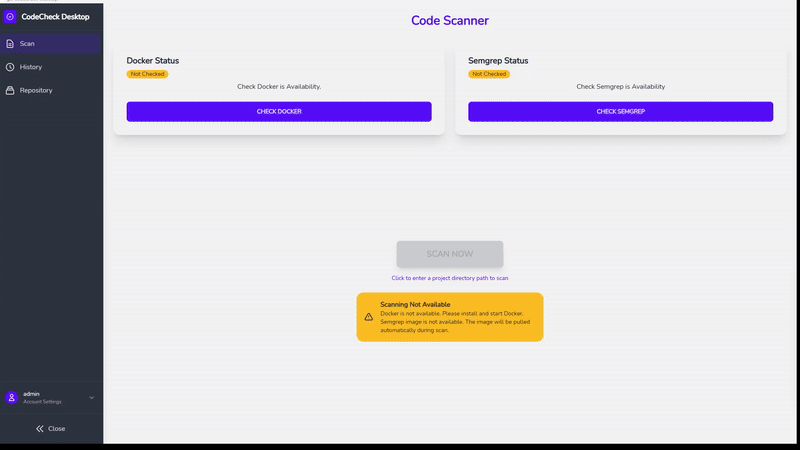 Step 1: Adding repository and starting security scan with real-time progress monitoring